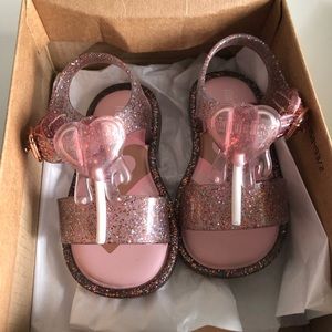 NEW Mini Melissa Mar Jelly Pop Glitter Pink Heart Sandal Toddler Girl Size 5